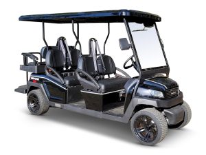 black six-passenger bintelli golf cart