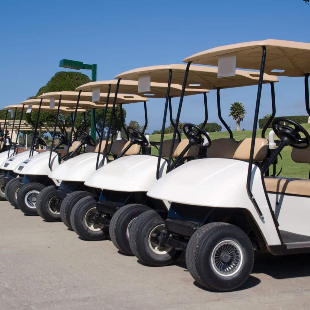 row of golf carts