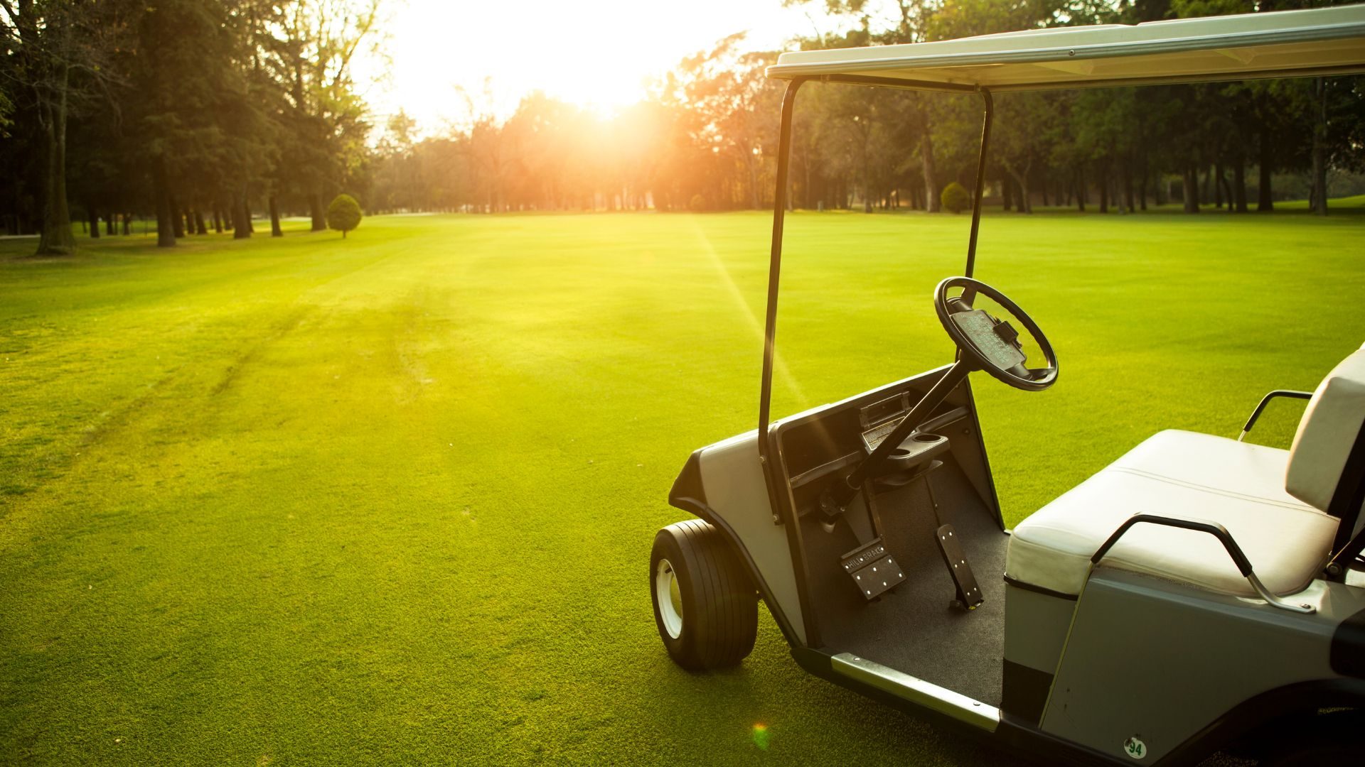 Golf cart on green